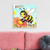 Buzzy Bee | Schattigee Cartoon Kind Nursery Art Canvas Afdruk (Insitu (Woonkamer))
