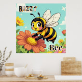Buzzy Bee | Schattigee Cartoon Kind Nursery Art Poster (Keuken)