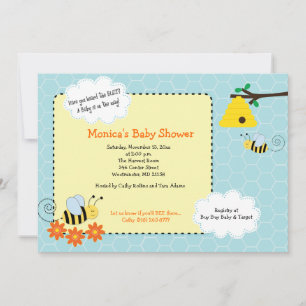 Buzzy Bijen Bumble Bee Baby shower Invitation Kaart