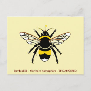 Buzzy graphic BEE -Wildlife -Insect - geel Briefkaart