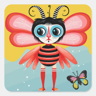 Buzzy Whimsy Vierkante Sticker