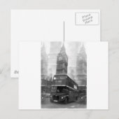 BW Black & White London Bus & Big Ben Briefkaart (Voorkant / Achterkant)