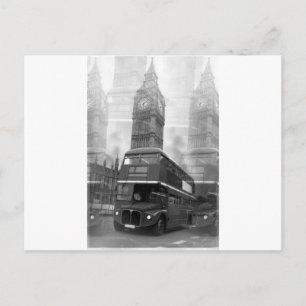 BW Black & White London Bus & Big Ben Briefkaart