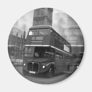 BW Black & White London Bus & Big Ben Magneet