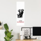 BW Elefant & Baby Elephant Poster (Thuiskantoor)