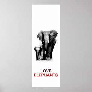 BW Elefant & Baby Elephant Poster