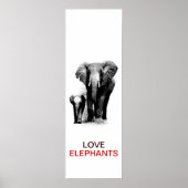 BW Elephant & Baby Elephant Poster (Devant)