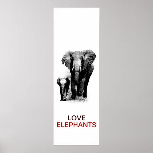 BW Elephant & Baby Elephant Poster (Devant)