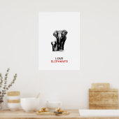 BW Elephant & Baby Elephant Poster (Cuisine)