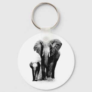 BW Elephant & Baby Elephant Sleutelhanger