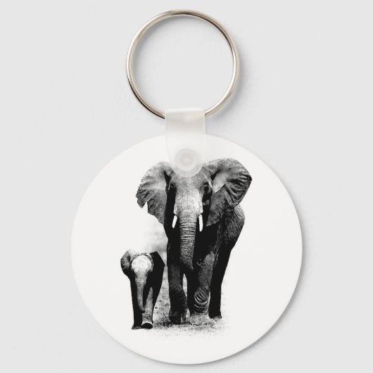 BW Elephant & Baby Elephant Sleutelhanger (Voorkant)