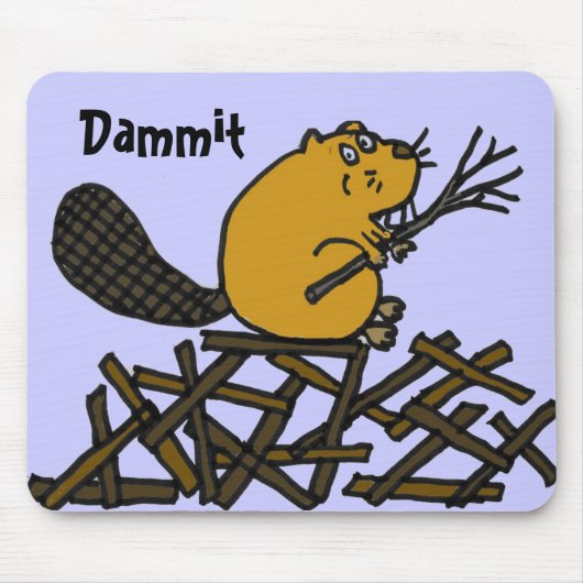 BW- Funny Beaver Mousepad Muismat (Voorkant)