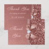 Bw Glitter Roos Gold Afstuderen Hartelijk dank Bedankkaart (Voorkant / Achterkant)