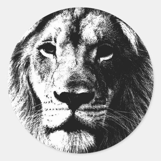 BW Lion Face Ronde Sticker (Voorkant)