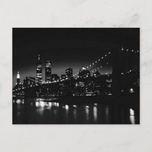 BW New York bij nacht - New York City Skyline Briefkaart