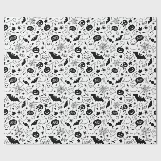 BW Pattern Art Halloween Pattern Halloween Art Cadeaupapier (Vlak)