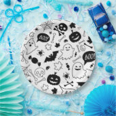 BW Pattern Art Halloween Pattern Halloween Art Papieren Bordje (Feest)