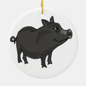 BW- Pot Bellied Pig in Santa Hat Ornament (Achterkant)
