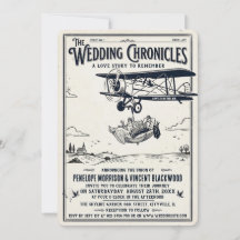 BW Retro Whimsical Huwelijksuitnodiging Koppel