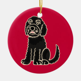 BW - Schattige Black Labradoodle Ornament