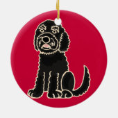 BW - Schattige Black Labradoodle Ornament (Achterkant)
