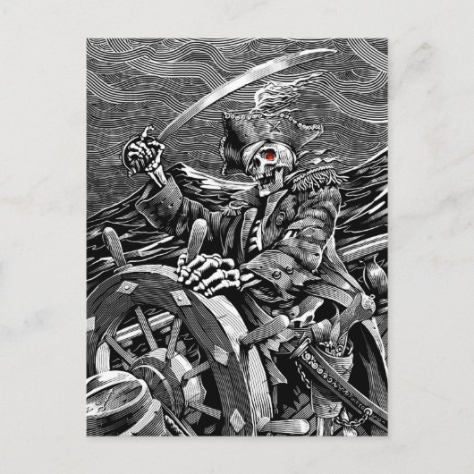 BW Skeleton Pirate Briefkaart (Voorkant)