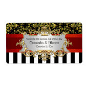 BW Stripe, Black Gold Damask H Wine Flaconetiket Etiket (Voorkant)