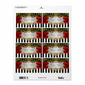 BW Stripe, Black Gold Damask H Wine Flaconetiket Etiket (Full Sheet)