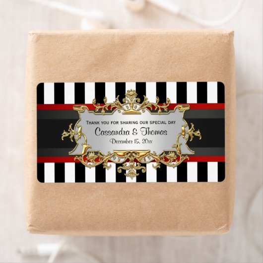 BW Stripe, Noir Rouge Ruban H Étiquette bouteille  (En situation)