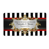 BW Stripe, Noir Rouge Ruban H Étiquette bouteille  (Devant)