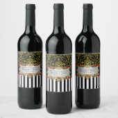 BW V Stripe, Black Gold Damask Vin Étiquette boute (Bouteilles)
