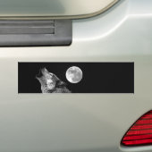 BW Wolf Howling bij Moon Bumpersticker (Op auto)