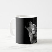 BW Wolf Howling bij Moon Koffiemok (Voorkant links)