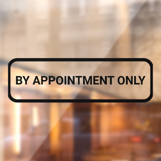 By Appointment Only Window Decal, Customizable Raamsticker