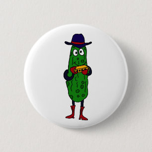 BY- Funny Pickle Palling Harmonica Cartoon Ronde Button 5,7 Cm
