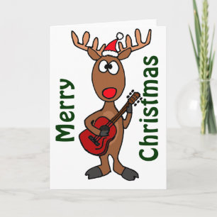 BY- Reindeer spelen gitaar Feestdagen Kaart