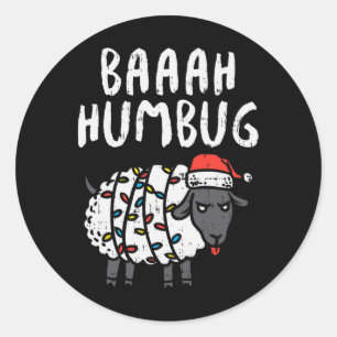 Byaah Humbug Schaap Kerst Lichtjes Pret Anti Kerst Ronde Sticker