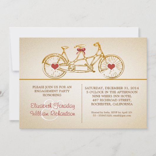 bycicule invitations à une partie de fiançailles m (Devant)