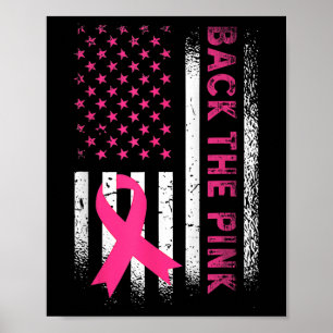 Byck het roze lint Amerikaanse vlag borstkanker A Poster