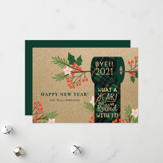 Bye 2020 we rolden met het geruite toiletpapier ro feestdagenkaart (Voorkant / Achterkant in situ)