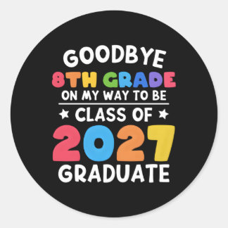 Bye 8e klas van 2027 Afstuderen 8e klas Ronde Sticker