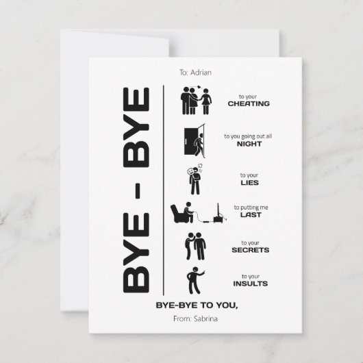 Bye Bye Breakup Kaart (Voorkant)