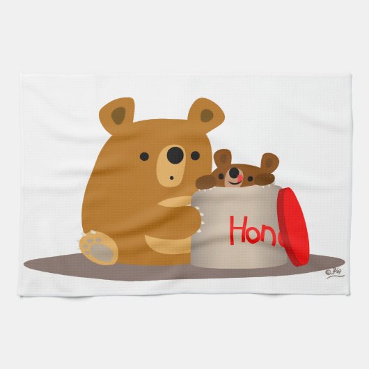 Bye Bye Honey ! Cute Ours Cartoon Serviette de cui (Horizontal)