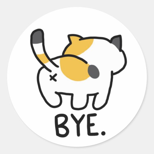 Bye - Funny cat Ronde Sticker (Voorkant)