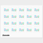 Bye Glossy Pastel Ocean Text Vierkante Sticker (Vel)