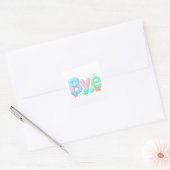 Bye Glossy Pastel Ocean Text Vierkante Sticker (Envelop)