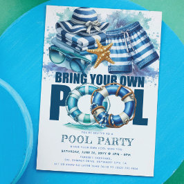 BYO Pool Zomerfeest Blauw Turquoise Waterverf Kaart
