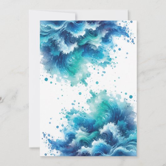 BYO Zwembad Zomerfeest Blauw Turquoise Waterverf Kaart (Achterkant)