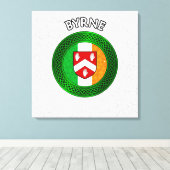 Byrne Crest & Celtic Knot op Shamrock Canvas Afdruk (Insitu (Houten vloer))