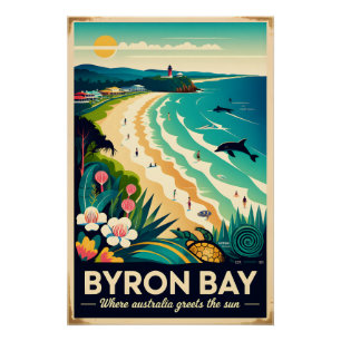 Byron Bay Australie Art de Affiche de Voyage Rétro